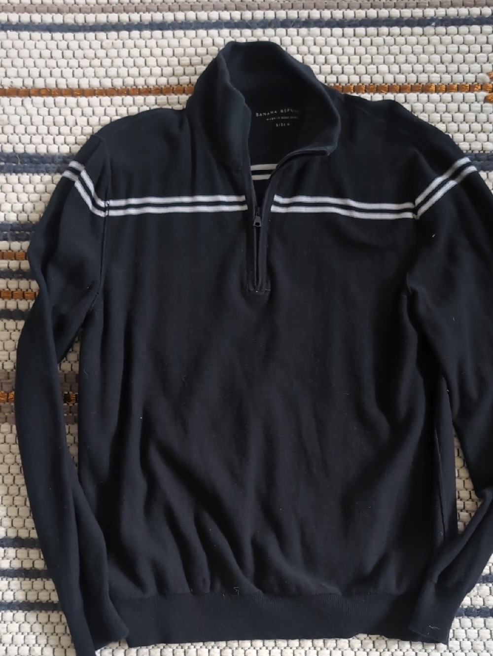 Men's Banana Republic Black Sweater with White Stripe